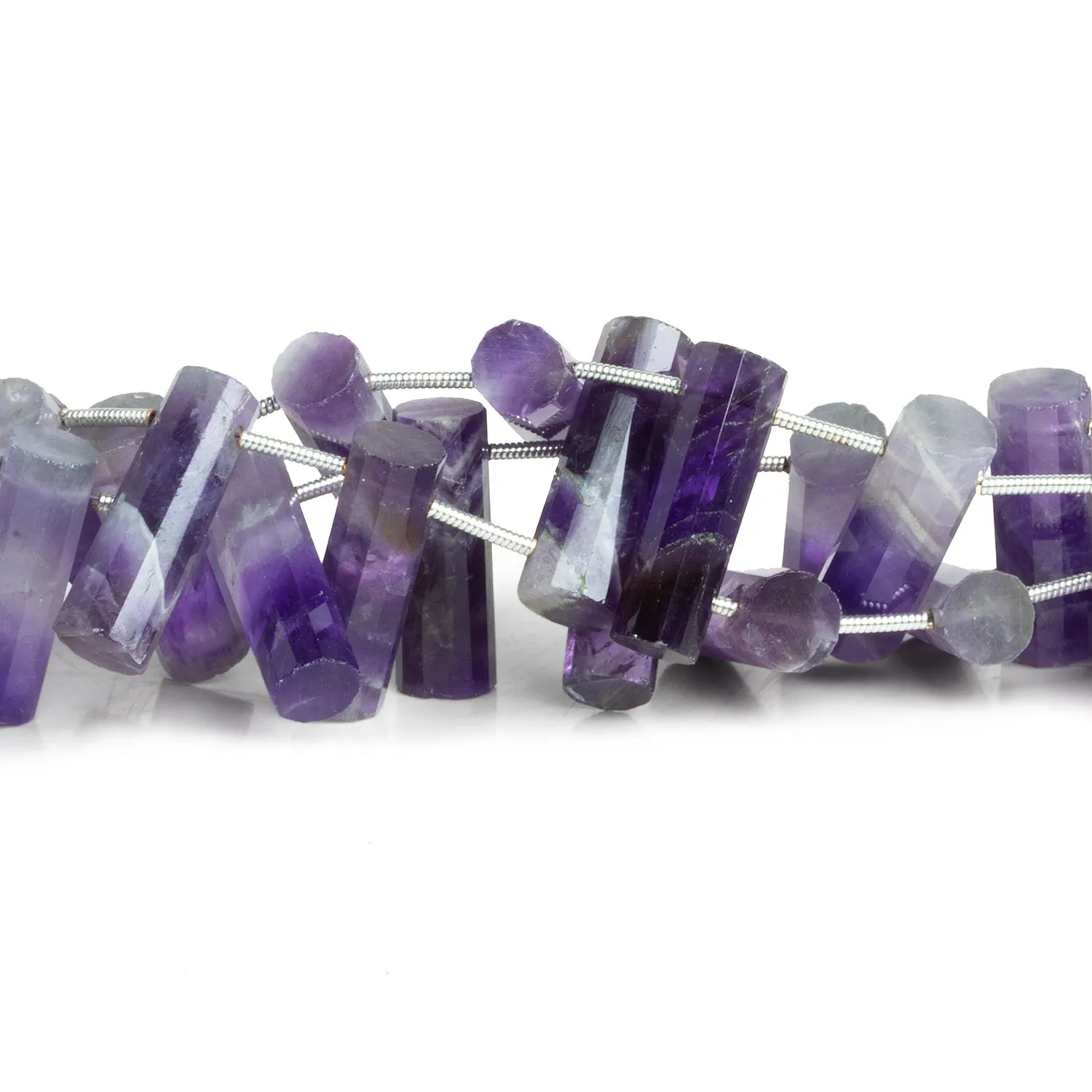 18x6mm Cape Amethyst Faceted Tubes 7 inch 14 beads