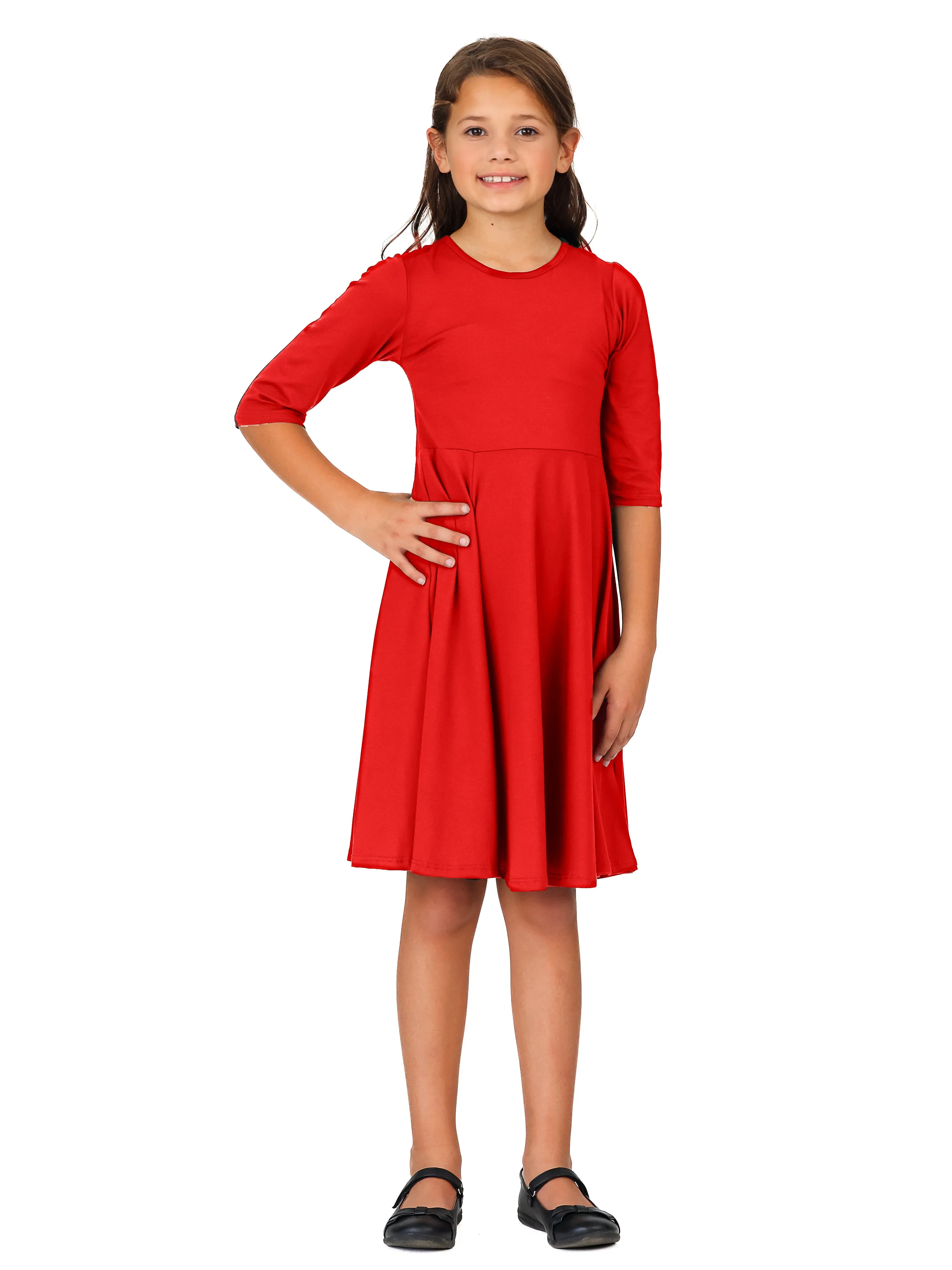 24seven Comfort Apparel Knee Length Fit and Flare Girls Comfortable Party Dress