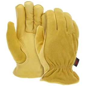 3555L MCR Safety Fleece Lined, Select Grade, Deer Drivers Gloves, Large, Gold