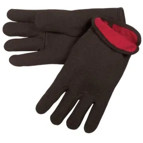 7900 MCR Safety Fleece Lined Gloves, Large, Jersey, Brown, Slip-On - Open Cuff