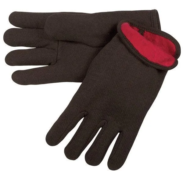 7900 MCR Safety Fleece Lined Gloves, Large, Jersey, Brown, Slip-On - Open Cuff