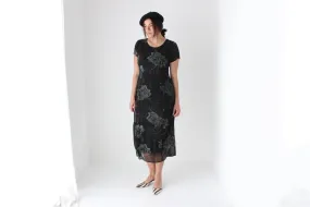 90s Pure Silk Floral Rose Relaxed Tee Dress