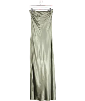Anthropologie Green The Fleur Strapless Satin Maxi Slip Dress UK 12