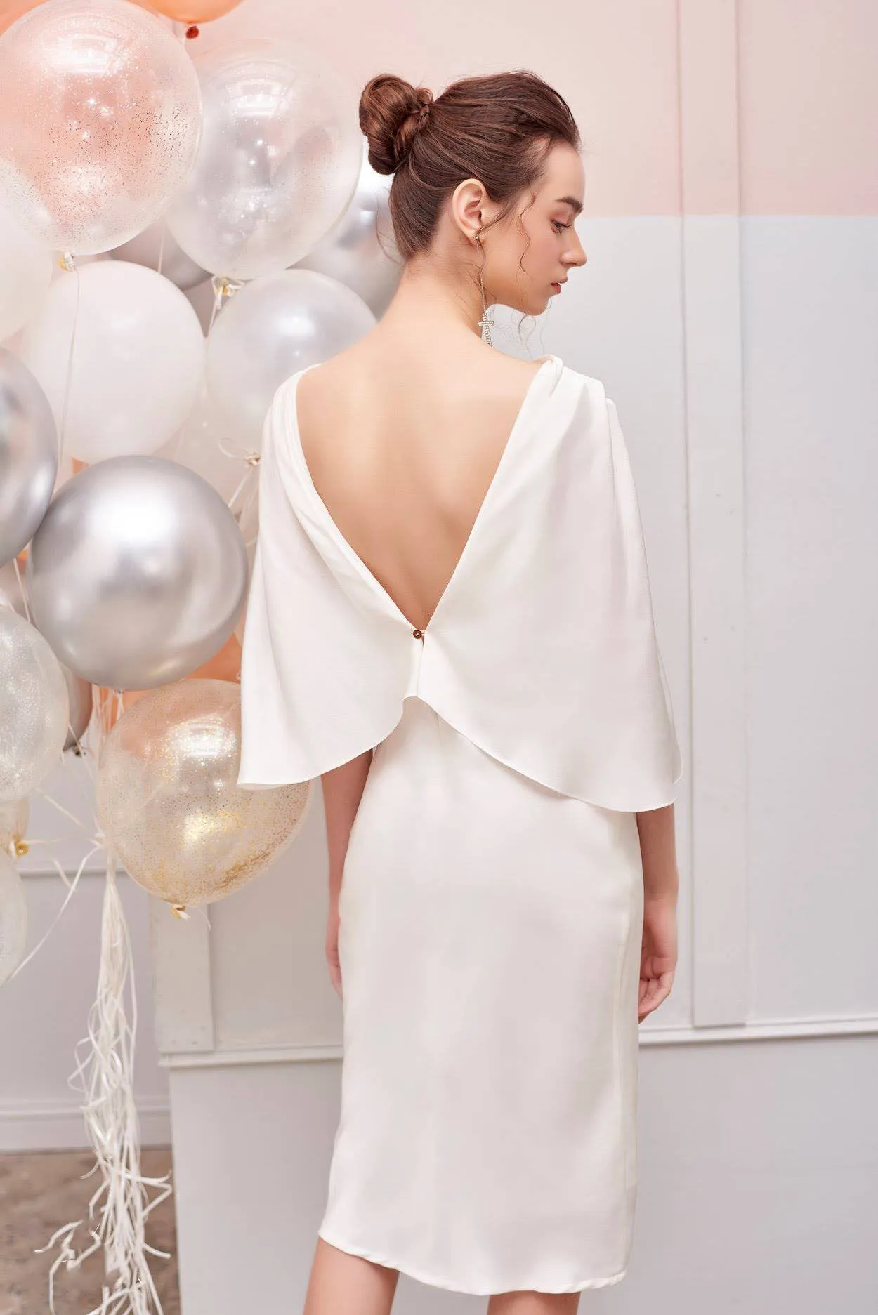Arya Cape Overlay Backless Dress