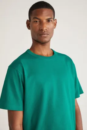 Astons Men's Relaxed 100 %Organic Cotton Thick Sudent Woven Green T-shirt