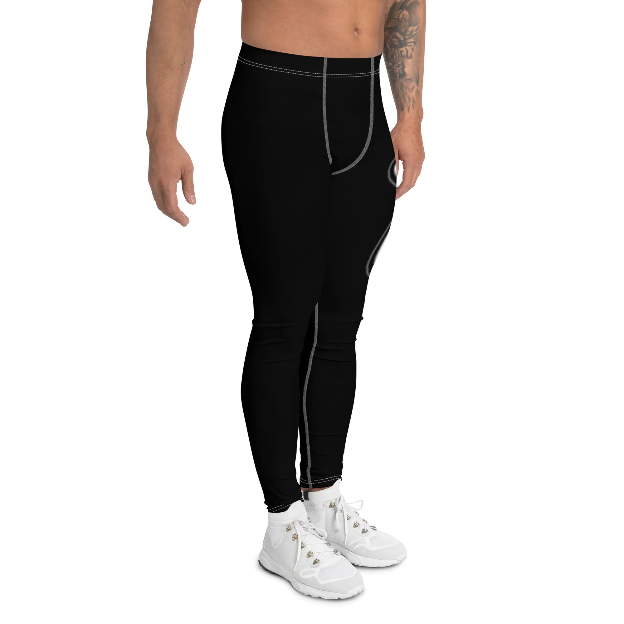 Athletic Apparatus Black White logo White stitch V2 Men's Leggings