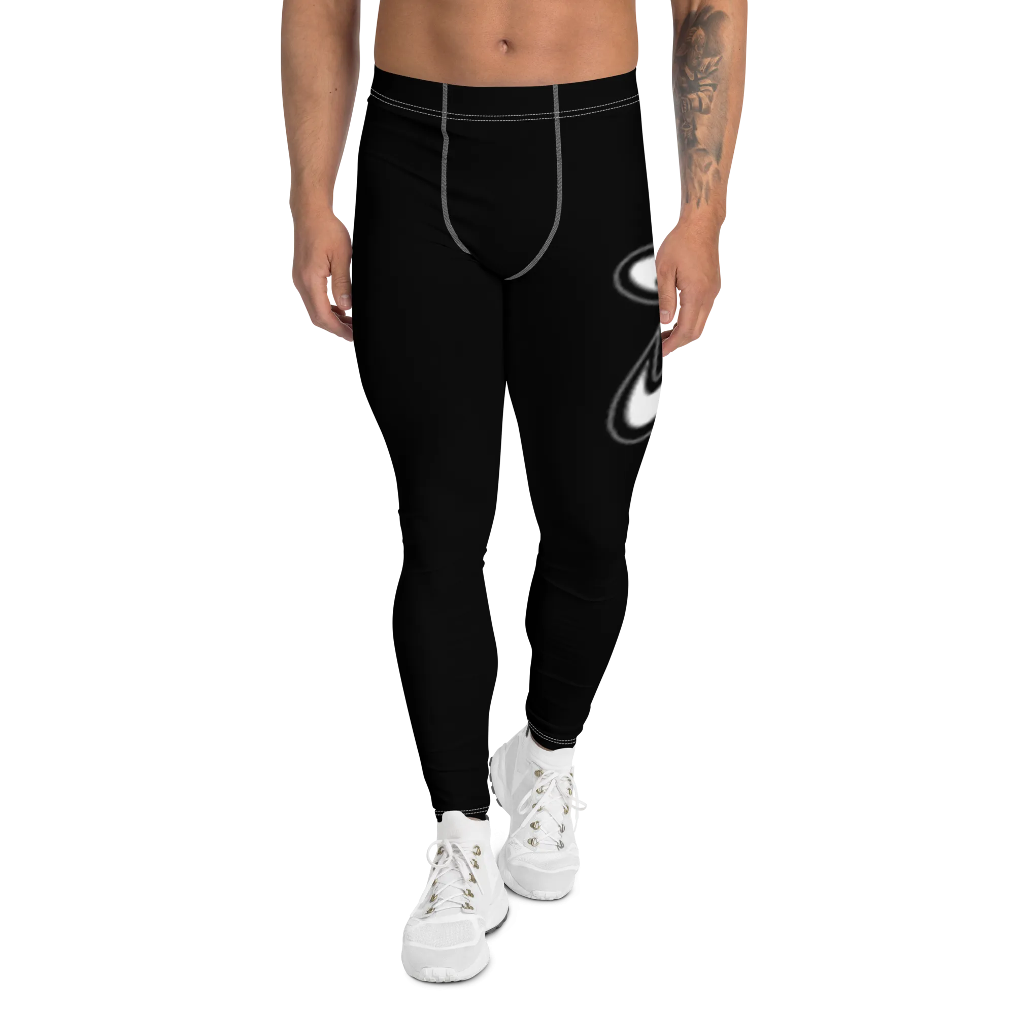 Athletic Apparatus Black White logo White stitch V2 Men's Leggings