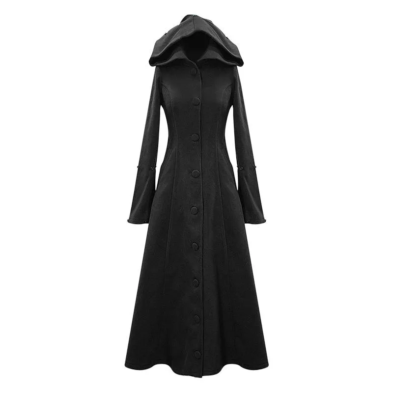 'Baroness' Gothic Long Coat with Fur Collar and Sleeves