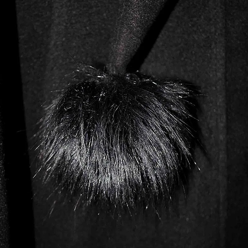 'Baroness' Gothic Long Coat with Fur Collar and Sleeves