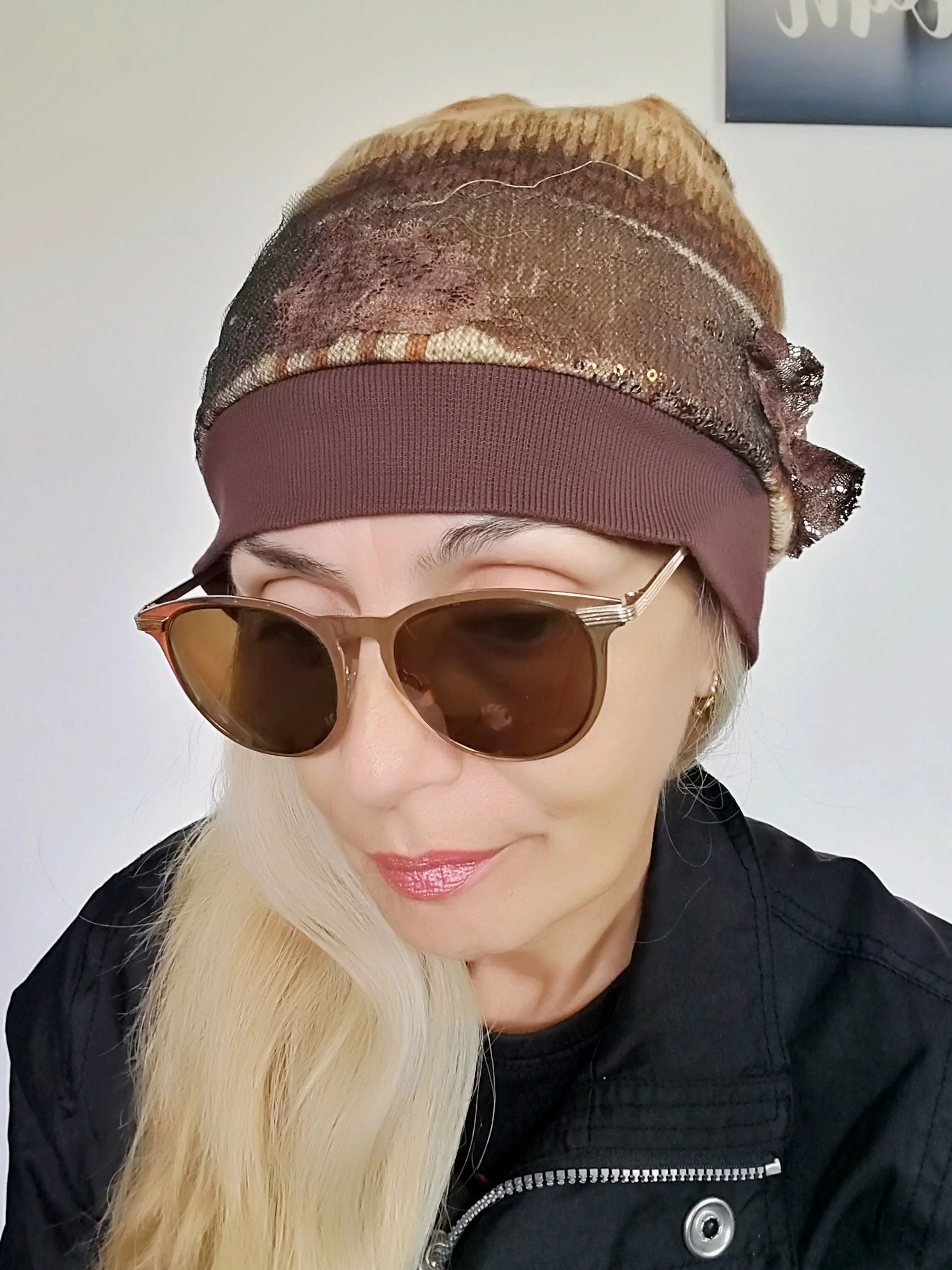 Beanie Hat for Women Brown Wool Beanie Warm Winter Hat