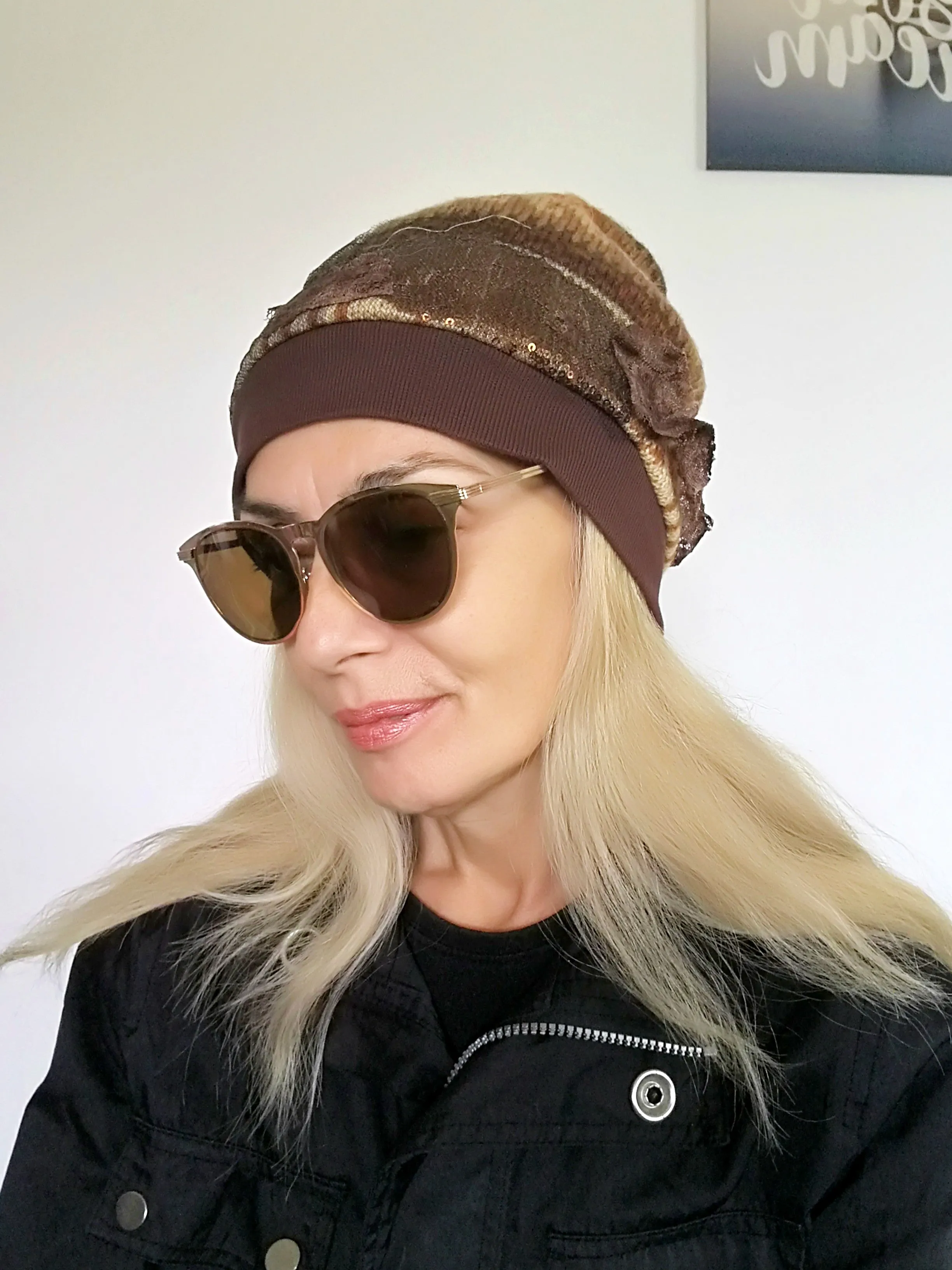 Beanie Hat for Women Brown Wool Beanie Warm Winter Hat