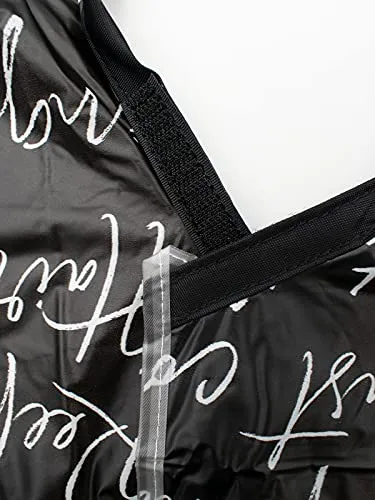 Betty Dain Hair Stylist Shampoo Cape, Waterproof & Stain Resistant Vinyl, Soft Nylon Neckband, Durable & Reusable Client Cover, Touch-and-close Fastener, 36 x 54 inches, Secret Messages - Black