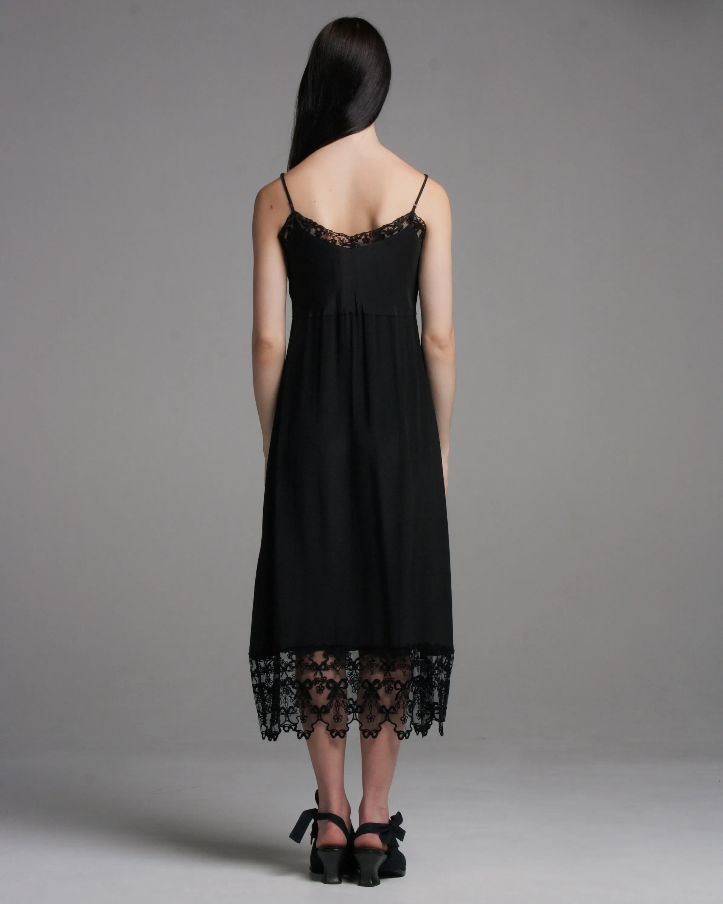 Black Lace Trim Slip Dress