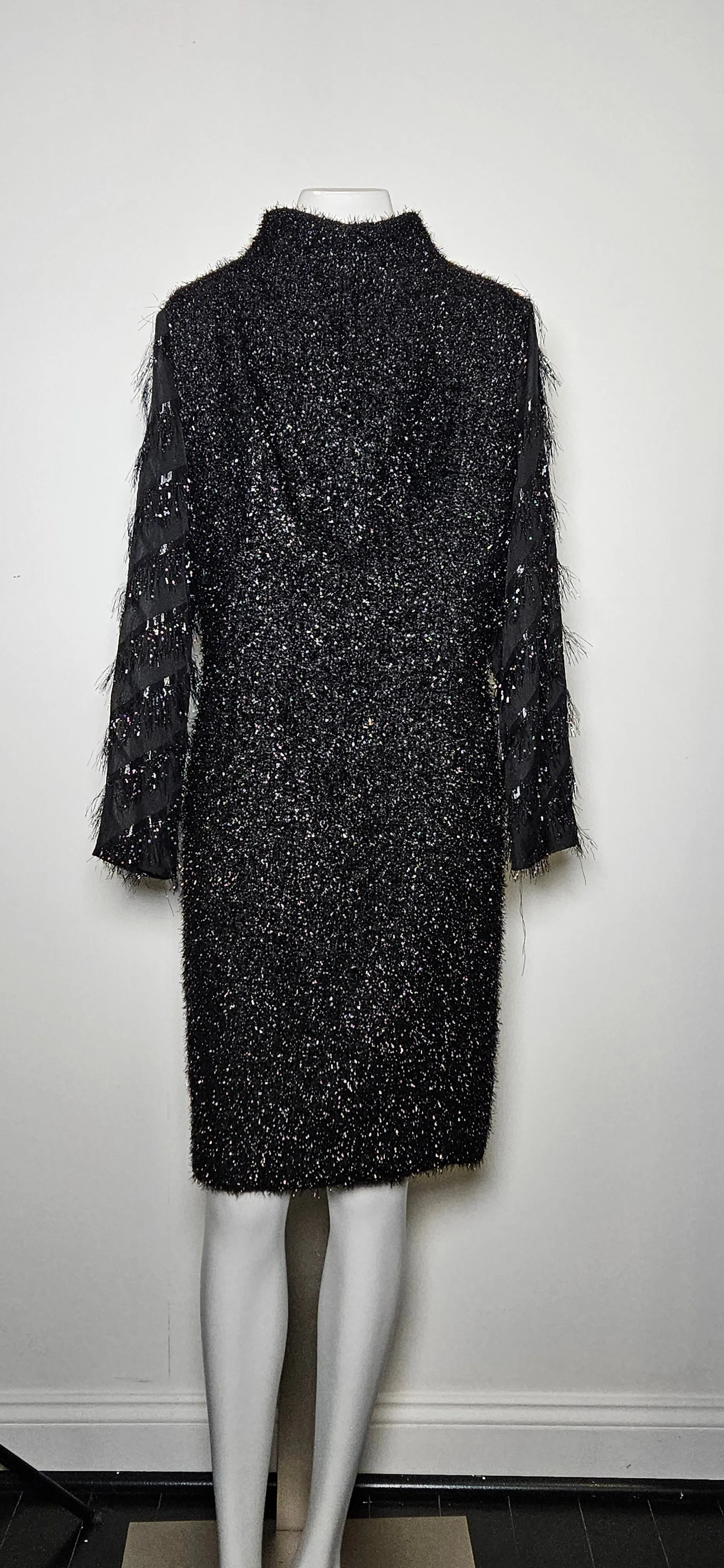 Black Lux Dress with Semi-Shear Lux Sleeves