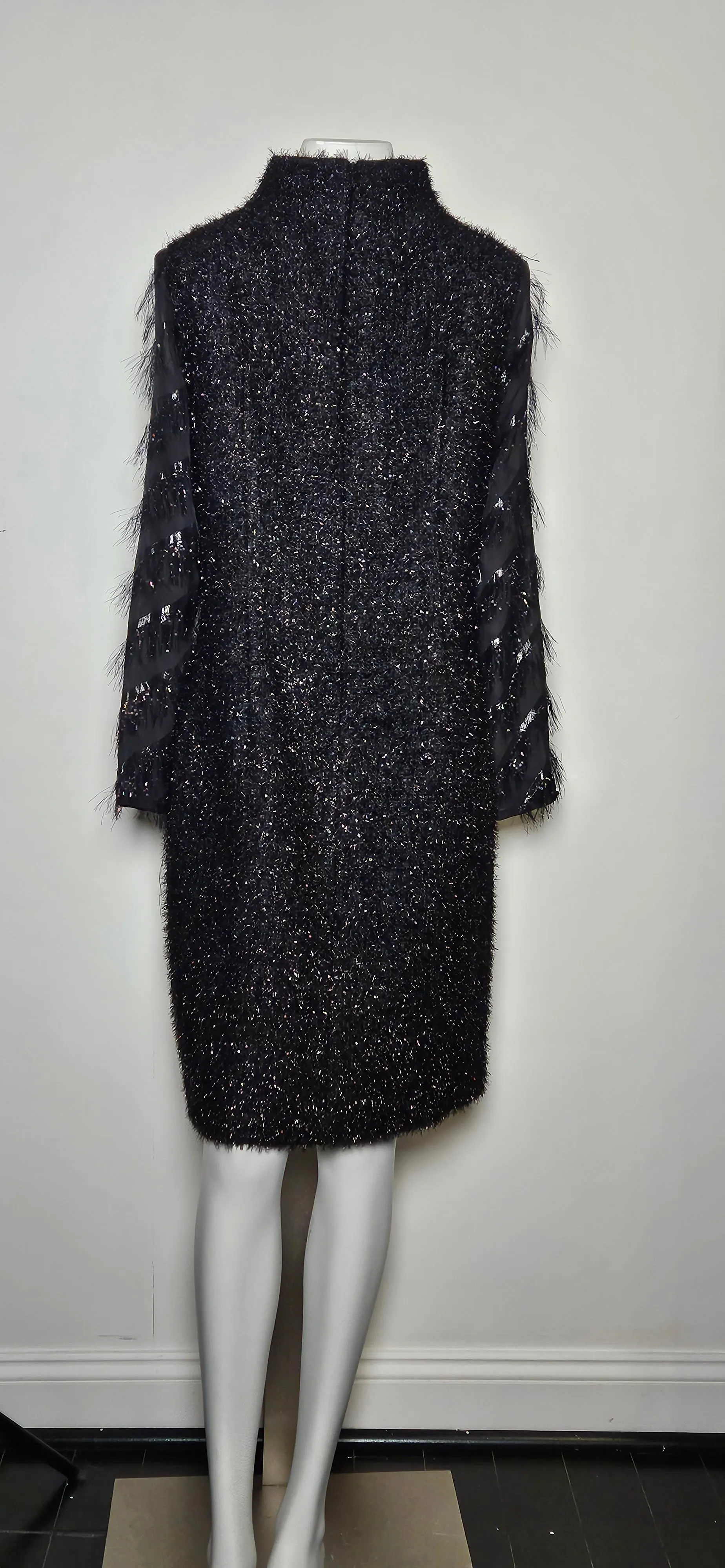 Black Lux Dress with Semi-Shear Lux Sleeves