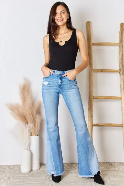 Black Microfiber Notched Tank Bodysuit
