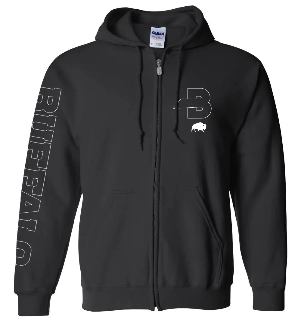 Black Outlines - Zip Up Hoodie