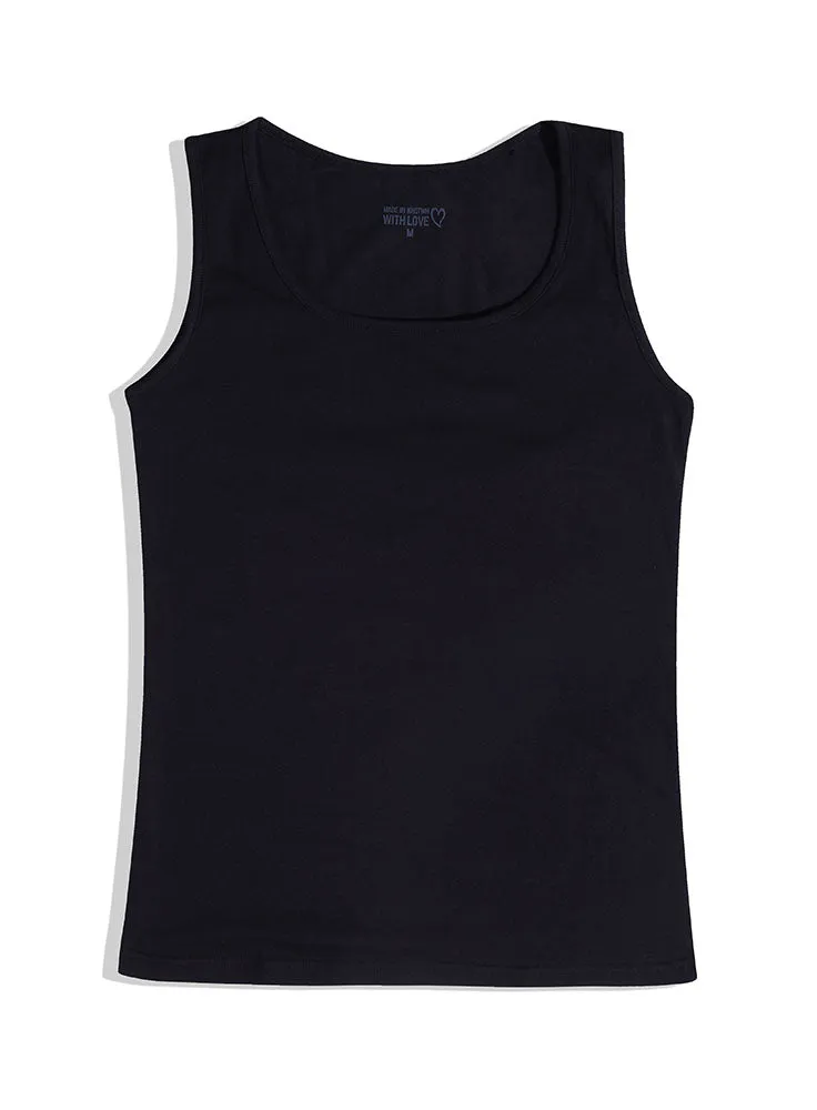 Black Round Slim Fit Top
