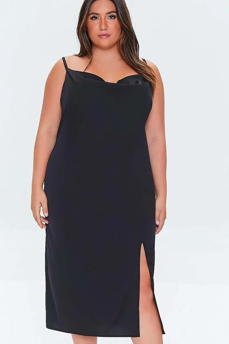 Black Satin Slip Dress