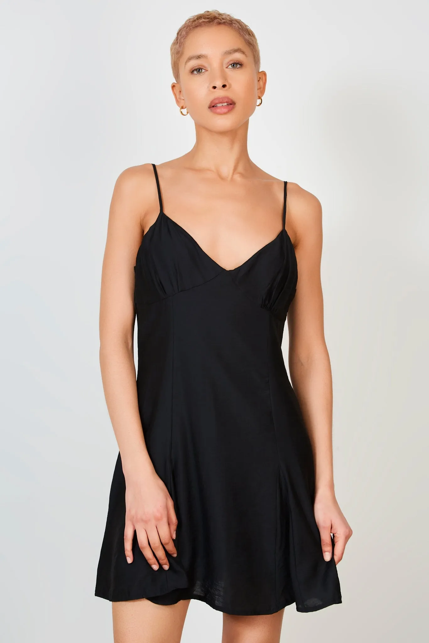 Black slip mini dress
