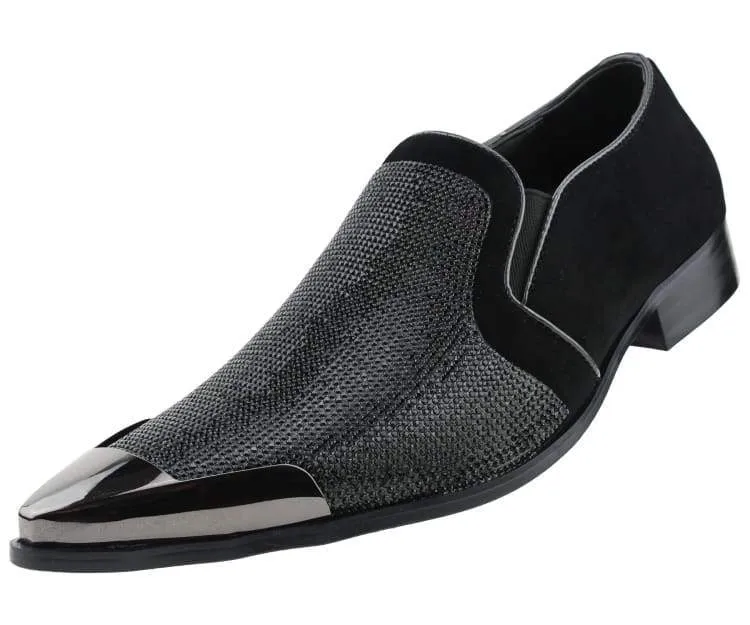 Bolano Dezzy Men’s Black Suede Rhinestone Tuxedo Slippers