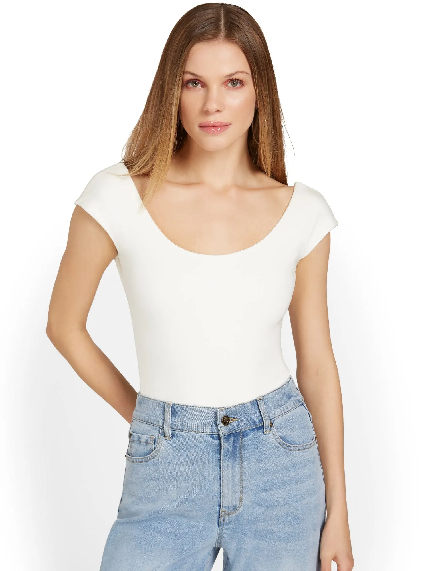 Cap-Sleeve Low-Back Bodysuit