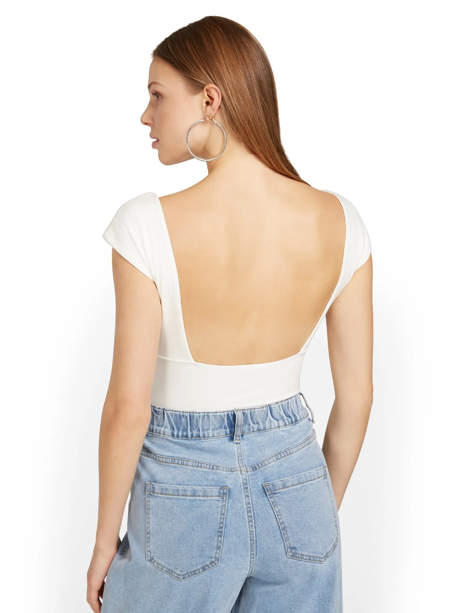 Cap-Sleeve Low-Back Bodysuit
