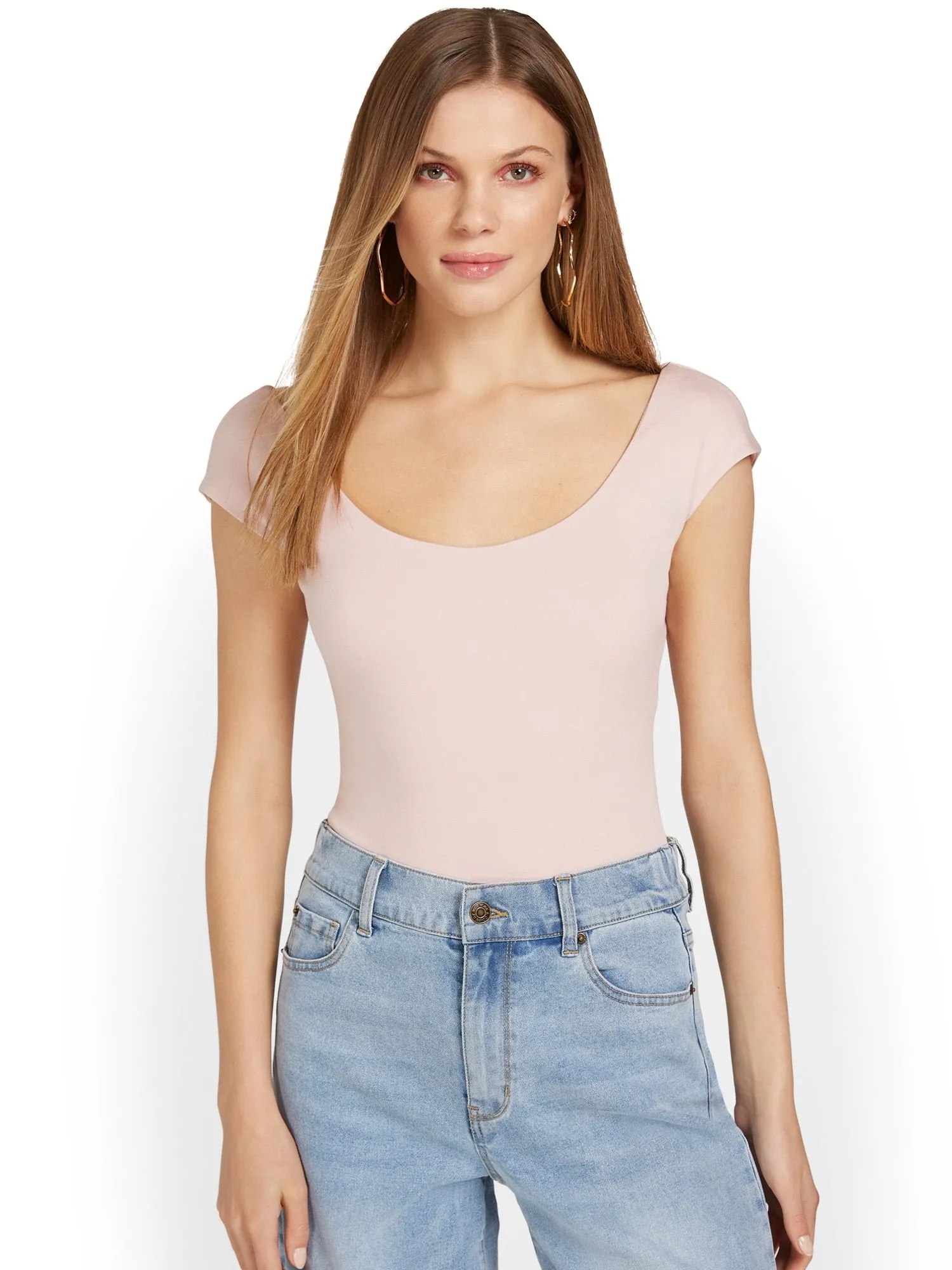 Cap-Sleeve Low-Back Bodysuit