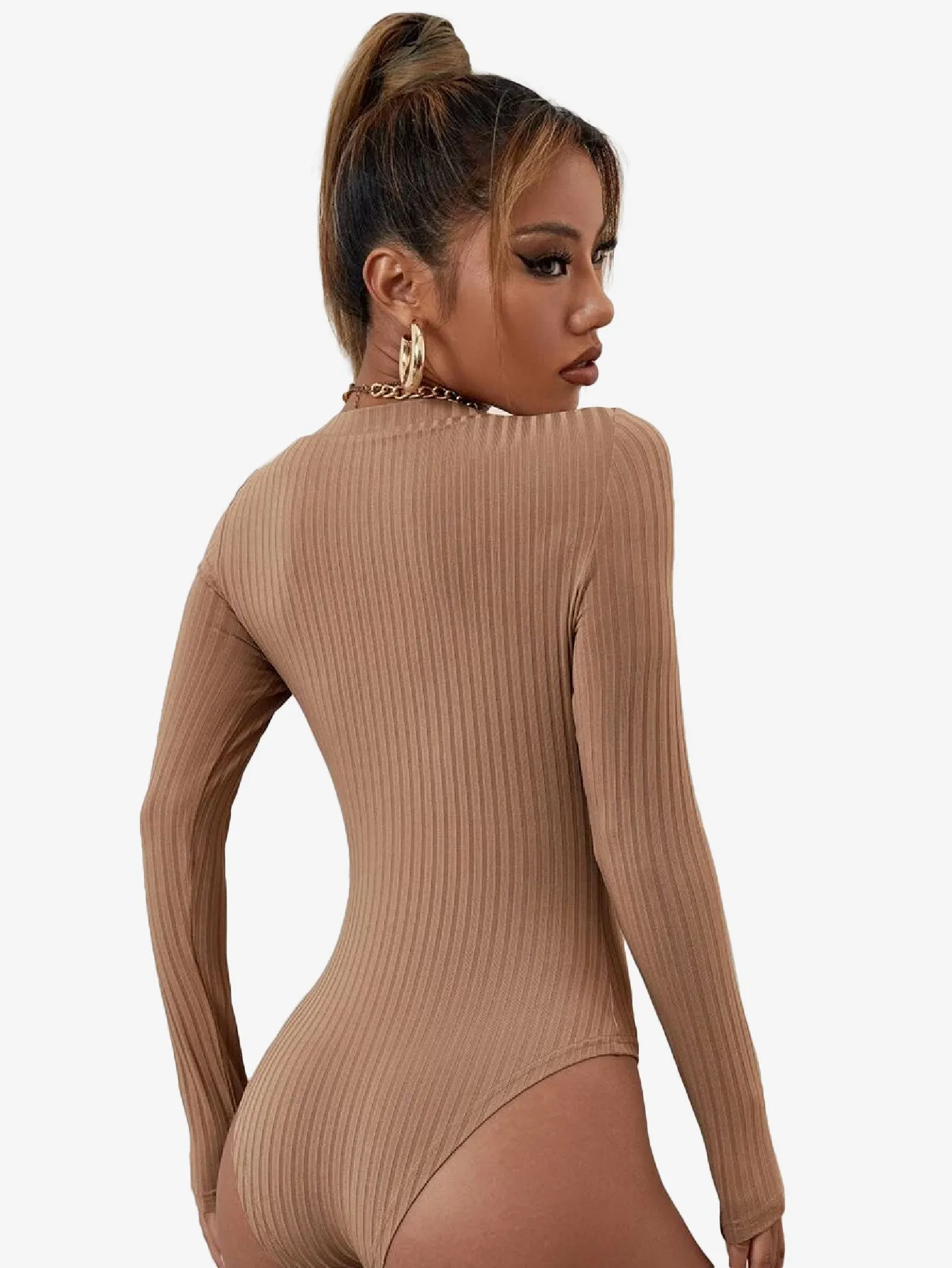 Catchy Ribbed Knit Square Neck Bodysuit