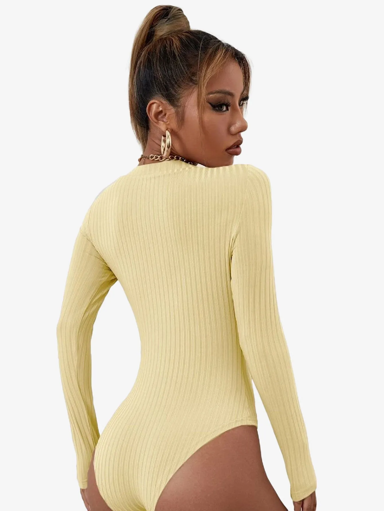 Catchy Ribbed Knit Square Neck Bodysuit