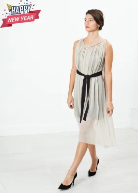 Chiffon Cape Back Dress in Sand