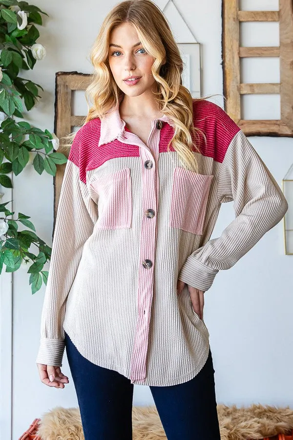 Color Blocked Oversized Shacket