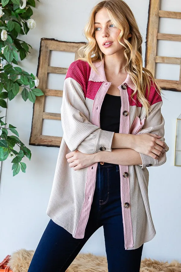 Color Blocked Oversized Shacket