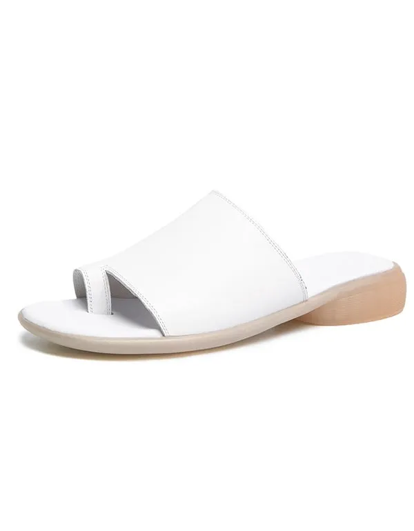 Comfortable Summer Leather Slippers Slip Toe