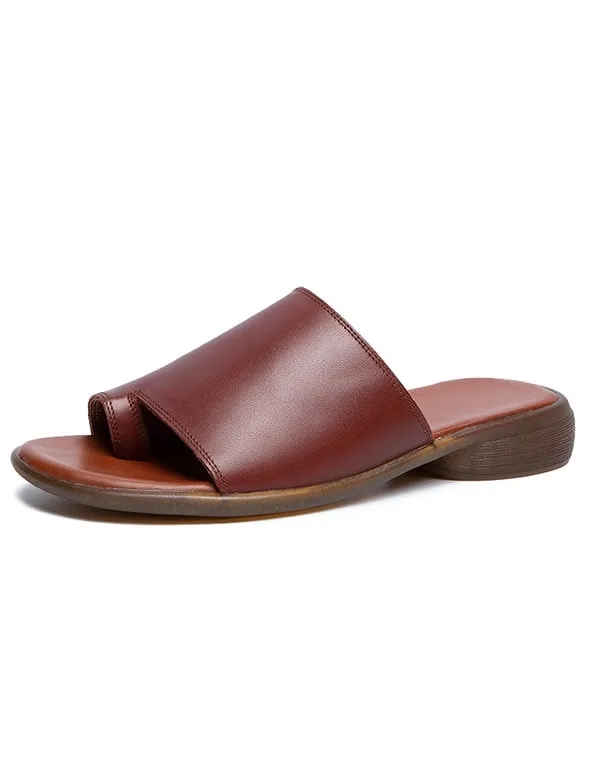 Comfortable Summer Leather Slippers Slip Toe