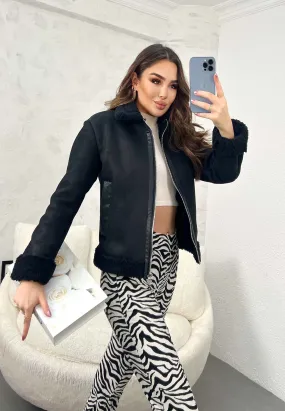 Couture Shearling Zip-Up Jacket