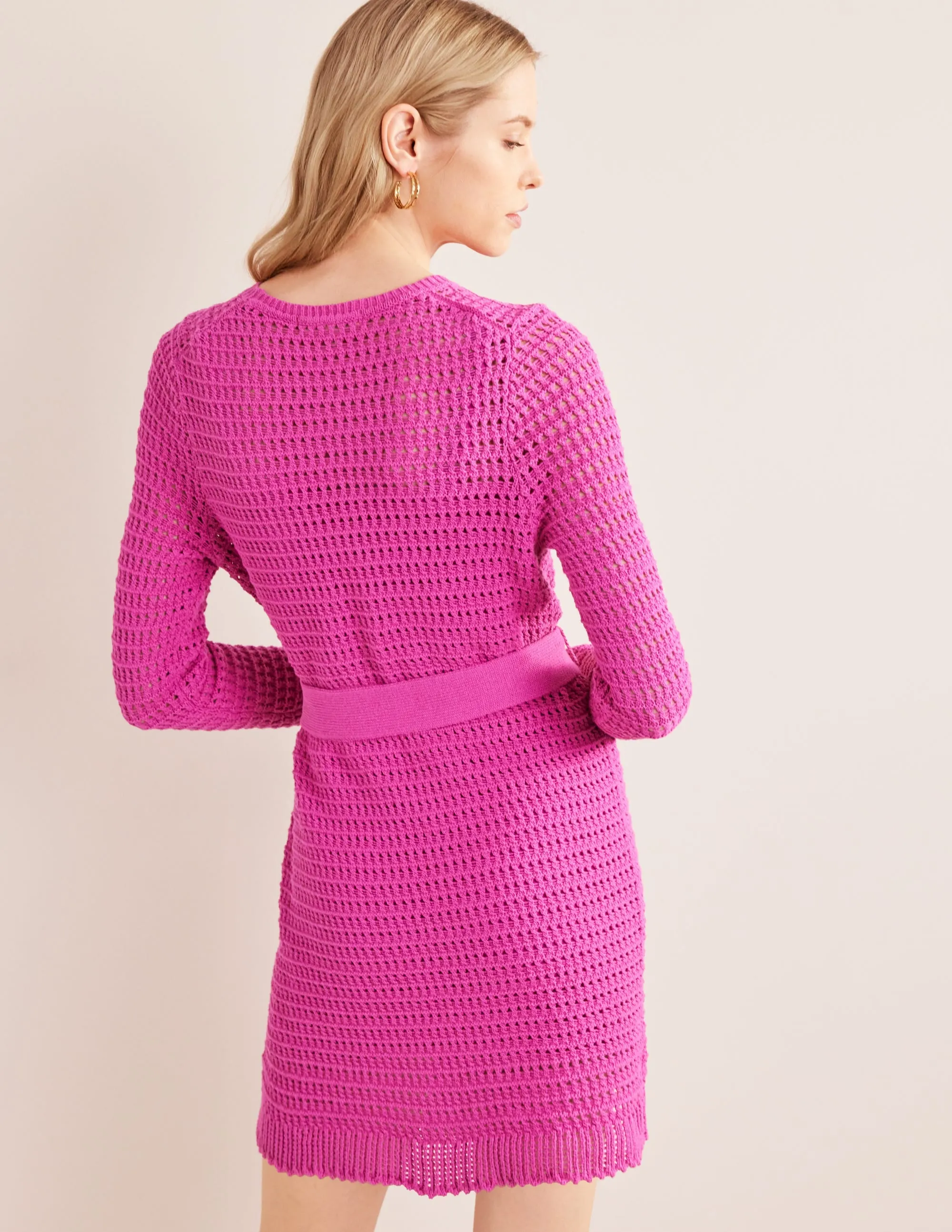 Crochet Knit Dress-Rose Violet