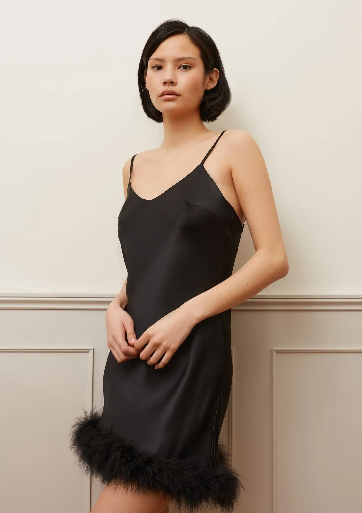 Curvy Kitty Feather Slip Dress