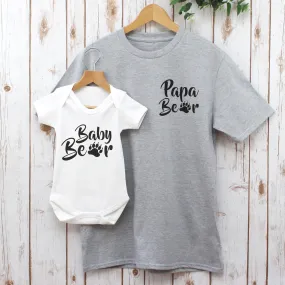 Daddy Bear and Baby Bear Matching T Shirt Set