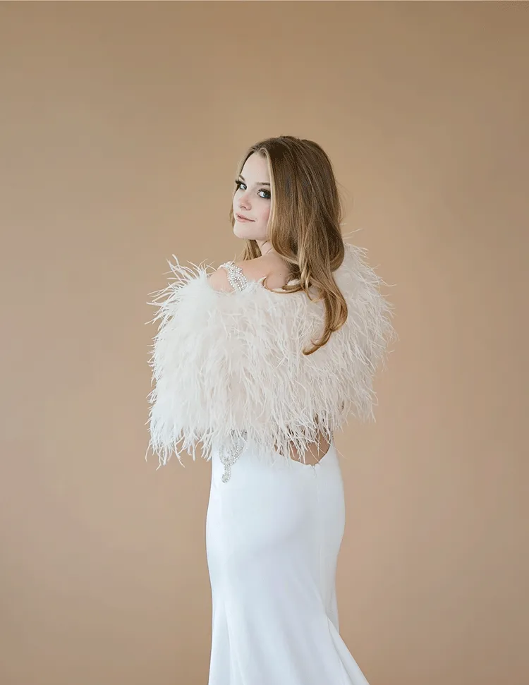 Daphne - Feather Cape in Cream