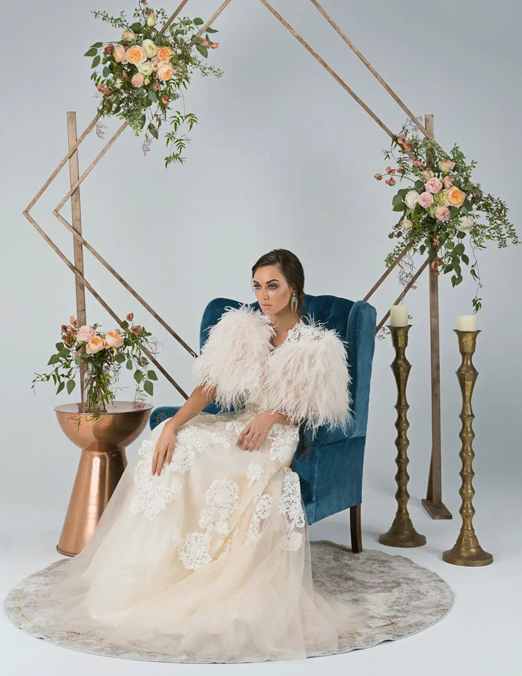 Daphne - Feather Cape in Cream