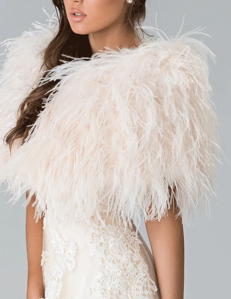 Daphne - Feather Cape in Cream