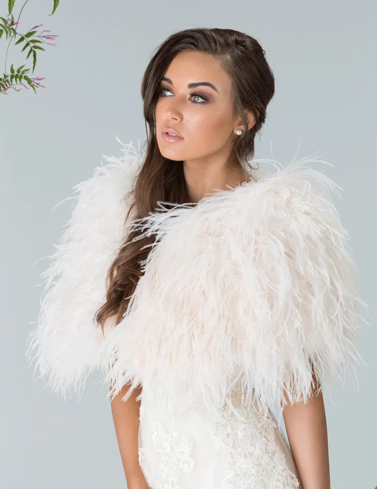 Daphne - Feather Cape in Cream