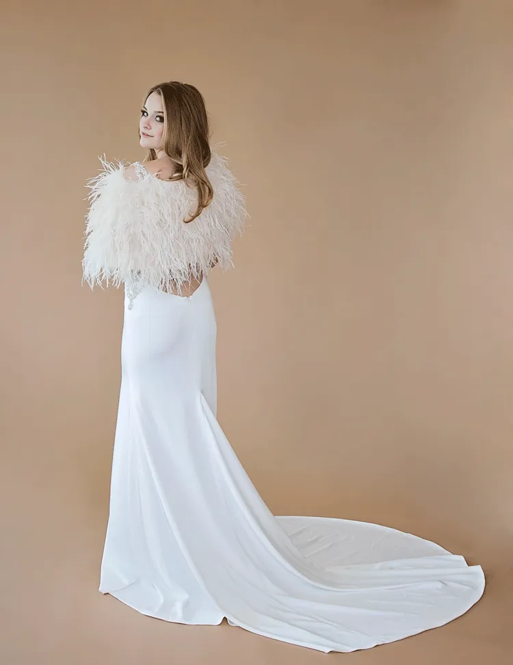 Daphne - Feather Cape in Cream