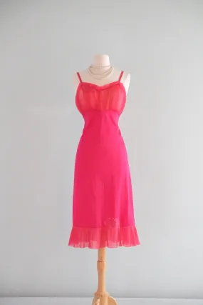 Darling 1950's Hot Pink Vintage Slip Dress / Sz S