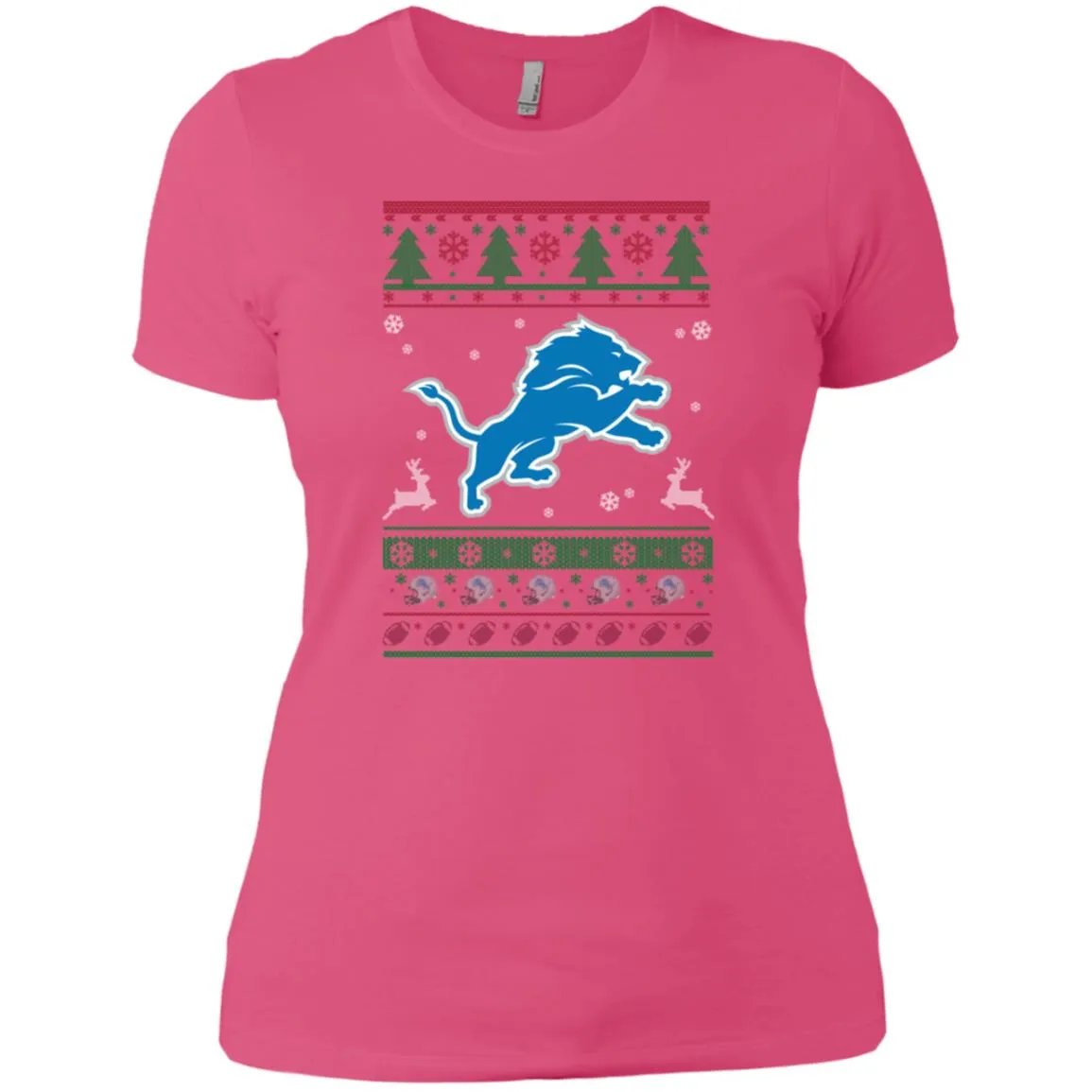 Detroit Lions Logo Football Teams Ugly Christmas Sweater Women T-Shirt