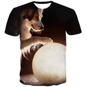 Dog T-shirt Men Animal Shirt Print Galaxy Tshirt Printed Ball T-shirts Graphic Lovely Tshirts Casual