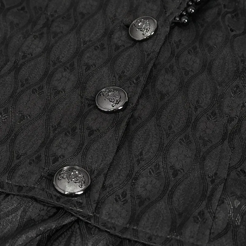 ECT012 GOTHIC women black jacquard thin long coat