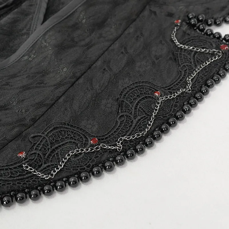 ECT012 GOTHIC women black jacquard thin long coat