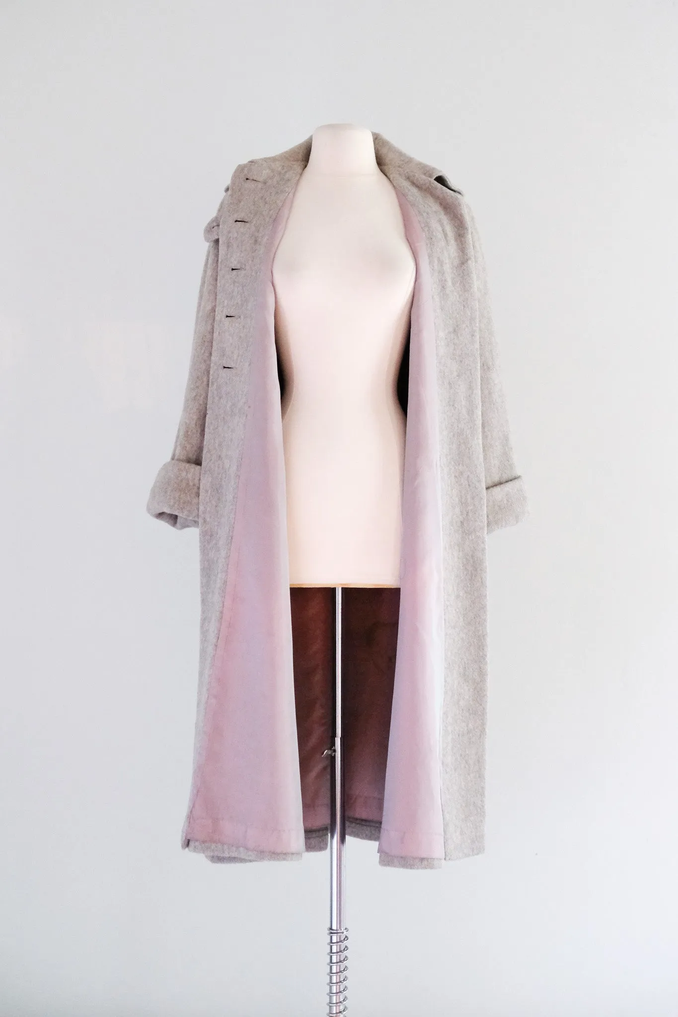 Elegant 1950's Grey Wool Swing Coat / Sz M